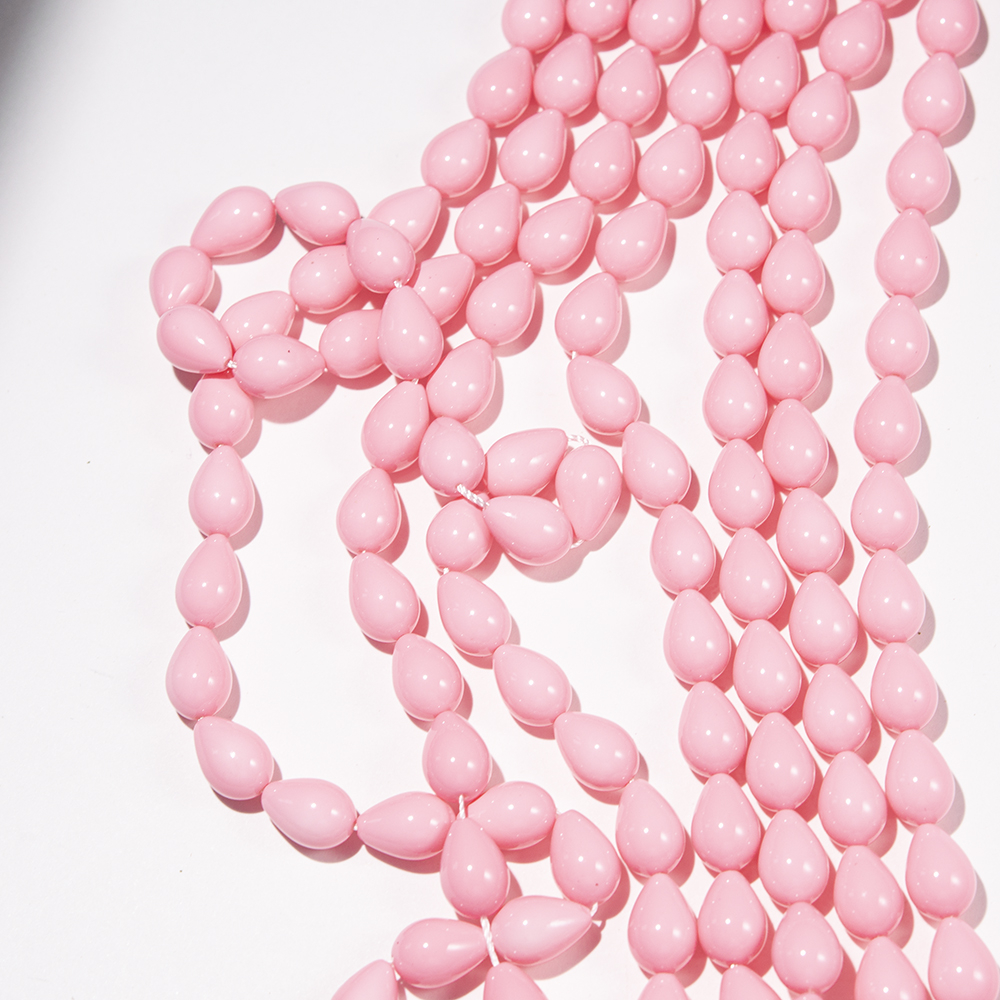 Хрустальный жемчуг, оттенок "Лаковый розовый", капля 9*13мм