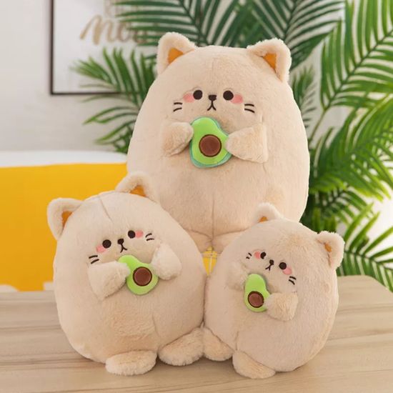 Мягкая игрушка Котик с авокадо, 30 см