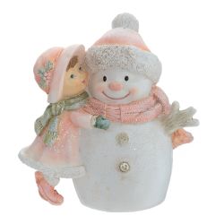 GAEM Фигурка декоративная "Девочка и снеговик", L11 W6 H11 см, 2в.