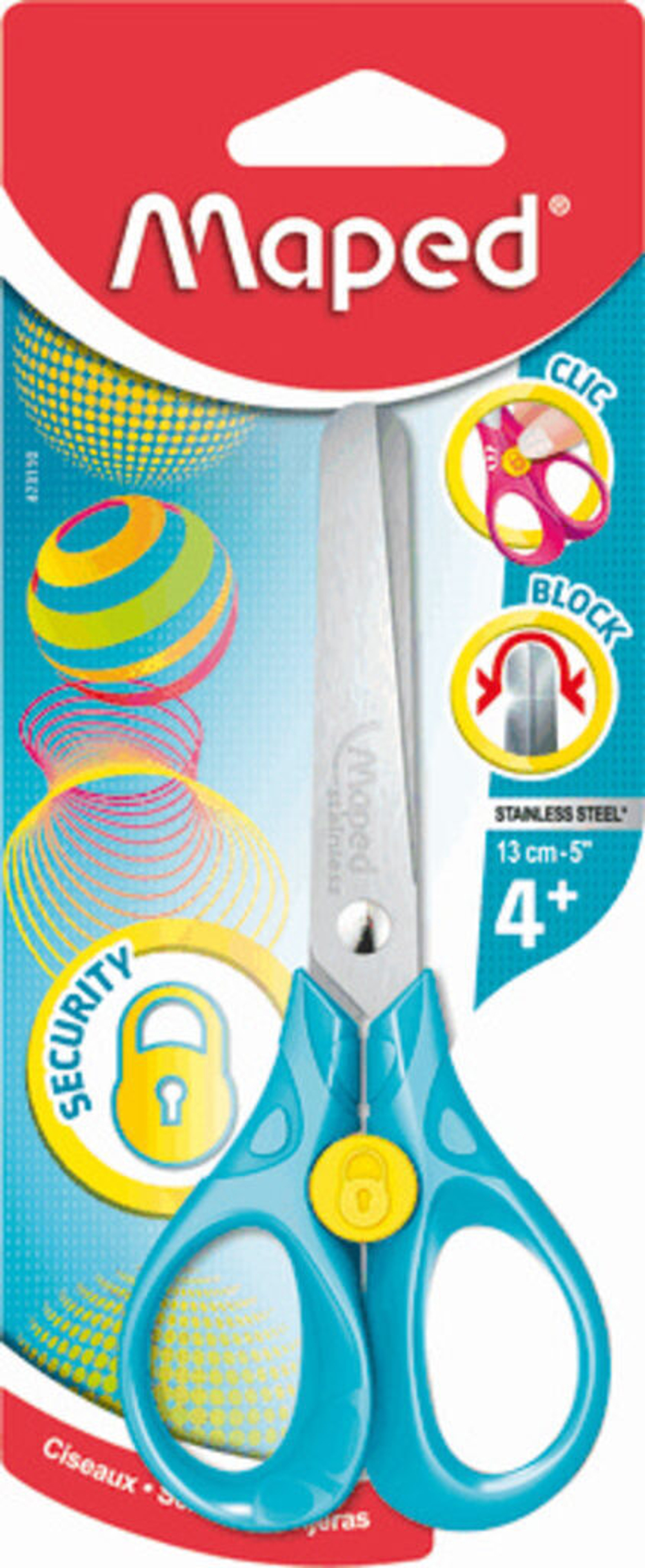 Ножницы детские MAPED "SECUTITY 3D" 13 cм, симметричные