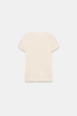 ZARA ФУТБОЛКА КОМБИНИРОВАННАЯ, ВАНИЛЬНЫЙ