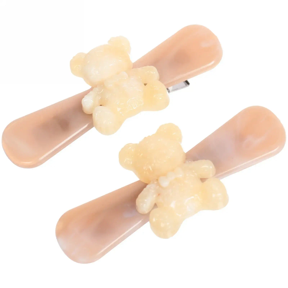 Зажимы для волос 2шт «Chocolate», молочный мишка, цвет как на фото, 6,4*1,6см