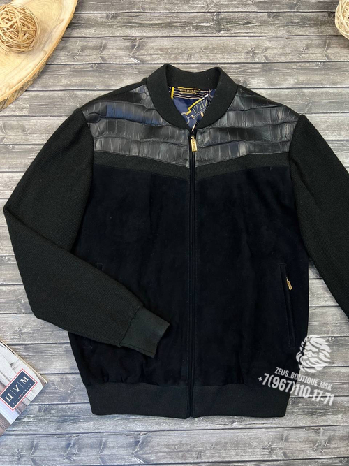 Кожаный бомбер Zilli со вставками кожи крокодила