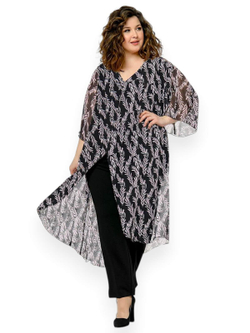 Удлиненная туника из шифона Веточки