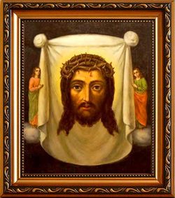 Спас Нерукотворный в терновом венце. Икона на холсте.