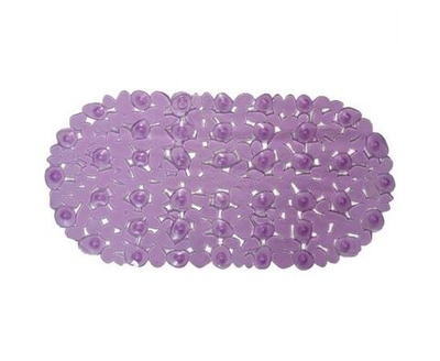 Коврик для ванной Рыжий кот Камешки на присосках противоскользящий, из ПВХ, фиолетового цвета, 68x34см (комплект из 2 шт)