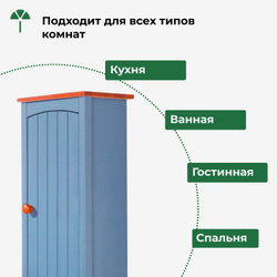 Шкаф навесной, 34х21х70, Паула, для ванной, правый, голубой/черри, Dipriz