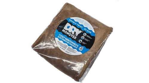 Микрофибра для сушки поверхности двухстороняя Dry Monster  (50х80) Коричневая 1400 гр/м2