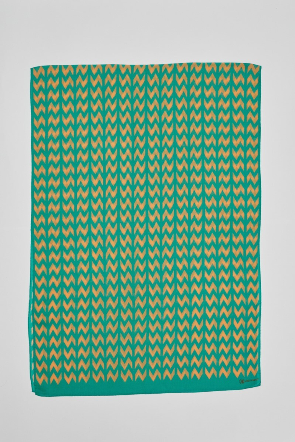 Шерстяной палантин SOROKONOZHKA GREEN/ORANGE 70×200