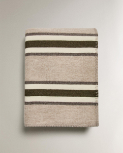 Zara Home плед из шерсти, хаки, в полоску, 140x190 см