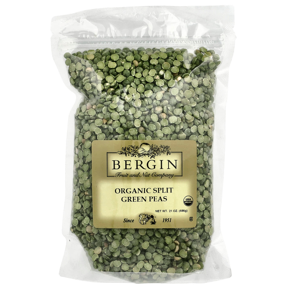 Bergin Fruit and Nut Company, Органический колотый зеленый горошек, 596 г (21 унция)