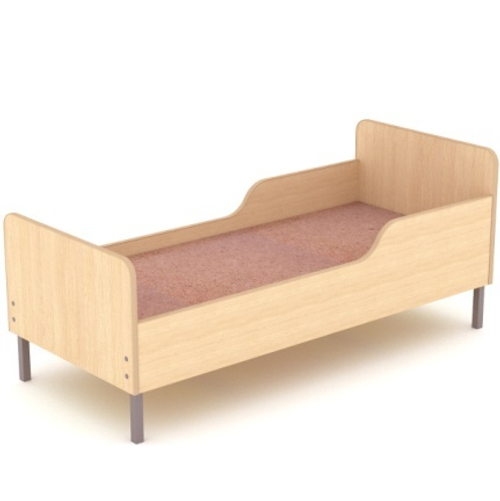 Кровать на металлических ножках с двумя бортиками, 1432*632*600, древесный цвет - бук, клен