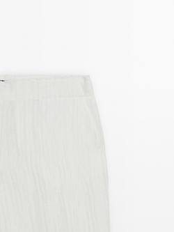 Massimo Dutti Струящиеся брюки с эффектом стрелок, белый