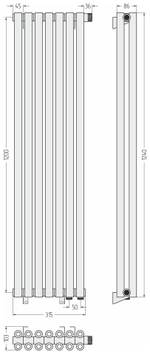 Сунержа Эстет-00 EU50 1200х315 7 секций