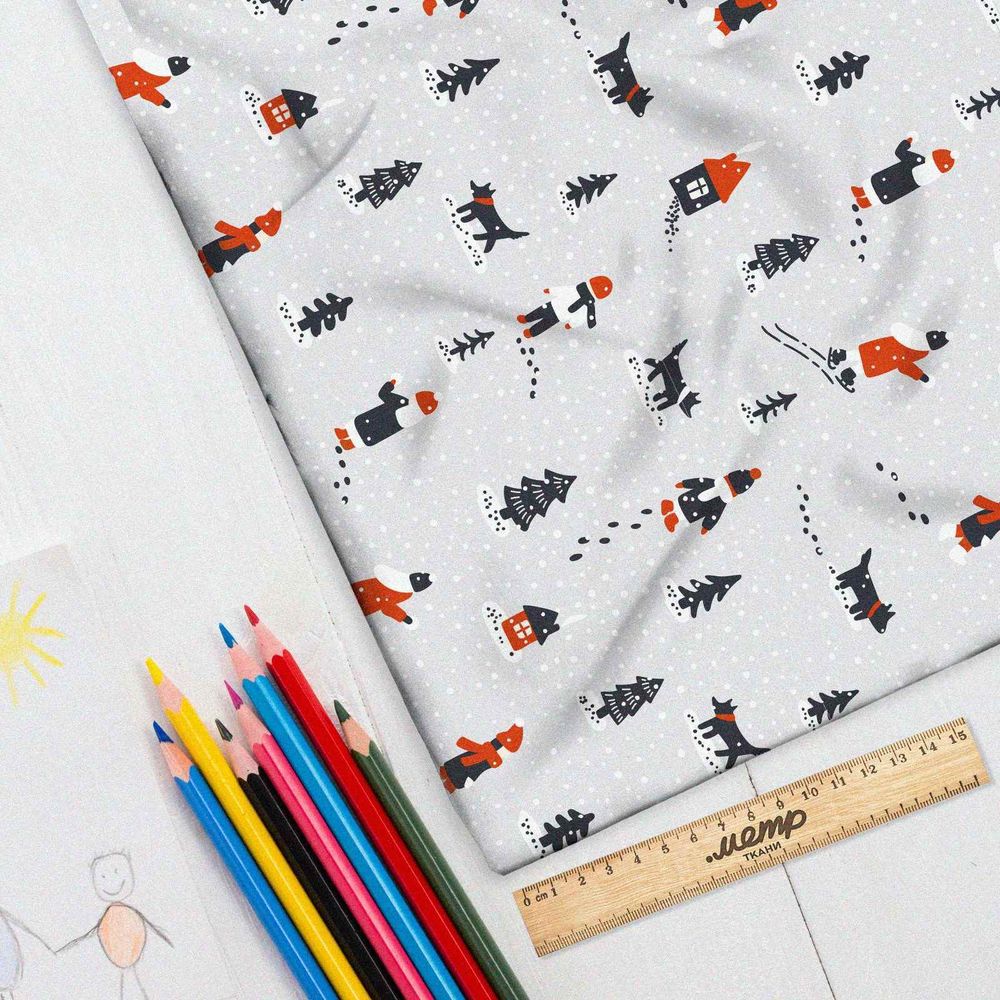 Ткань шифон зимняя сказка