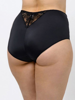 Высокие трусы-слипы с кружевной вставкой сзади (Размер: 56) (Цвет: черный)