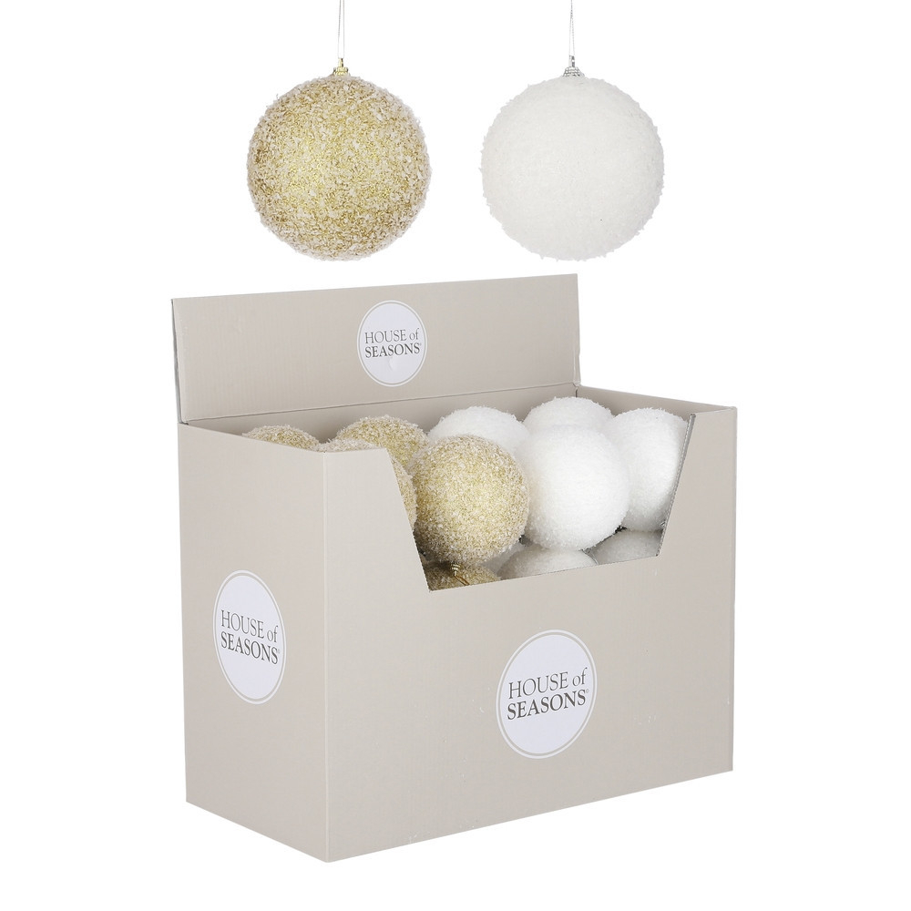 Набор шаров 24шт 10см House of Seasons золото/белый заснеженный в ассортименте 2 вида