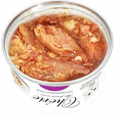 Влажный корм для кошек PETTRIC Cherie Hairball Control с тунцом и лососем в подливе, банка 80 г