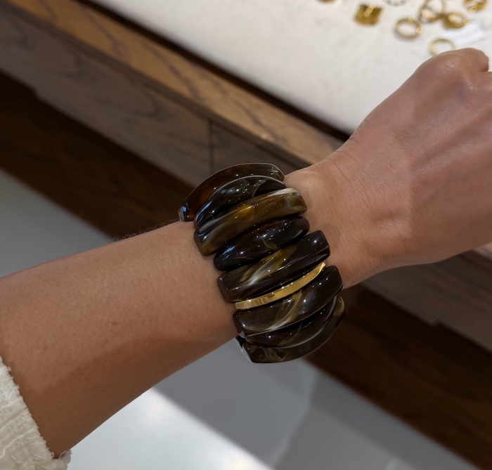 Браслет Акриловые на резинках коричневый