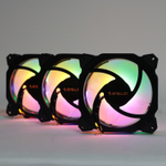 Комплект из 3 вентиляторов TESLA RGB120-RB3, 120мм, 1200rpm, 3-pin+Molex, черный-белый/FRGB, 38CFM, 21дБ, антивибропрокладки (TSL-120-RB3)