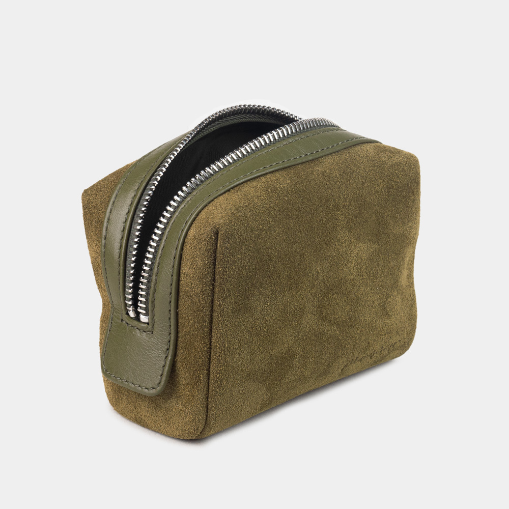 Несессер Mignon из замши и кожи теленка, зеленого цвета