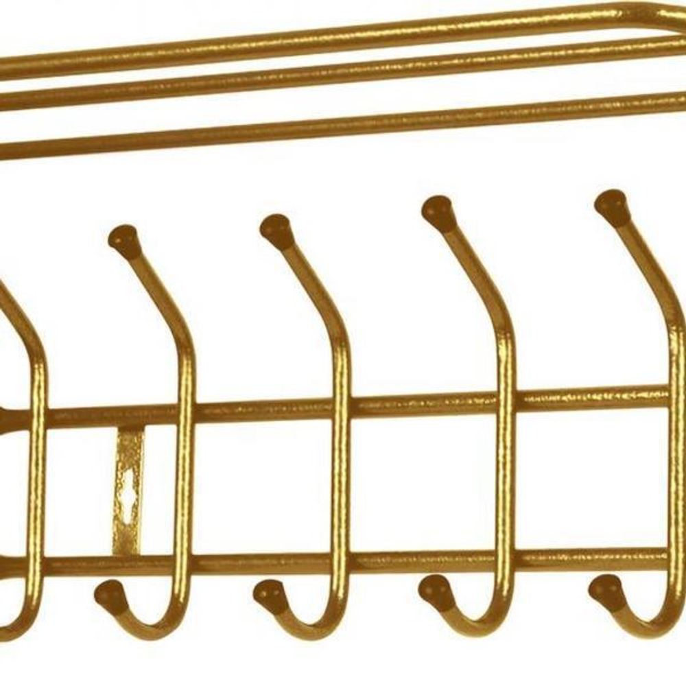Вешалка настенная с полкой 600*238*268мм (6 крючков) золотой ВП6/З