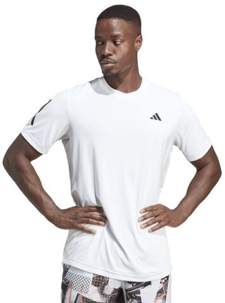 Мужская теннисная футболка Adidas Club 3 Stripes Tennis Tee - white blanc