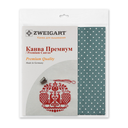Канва "Zweigart"  Belfast №32, 100% лён, 50 х 70 см  (5269 голубой в горошек)