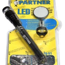 LED Телескопический фонарь с магнитом (3 светодиода+зеркало) Partner PA-51