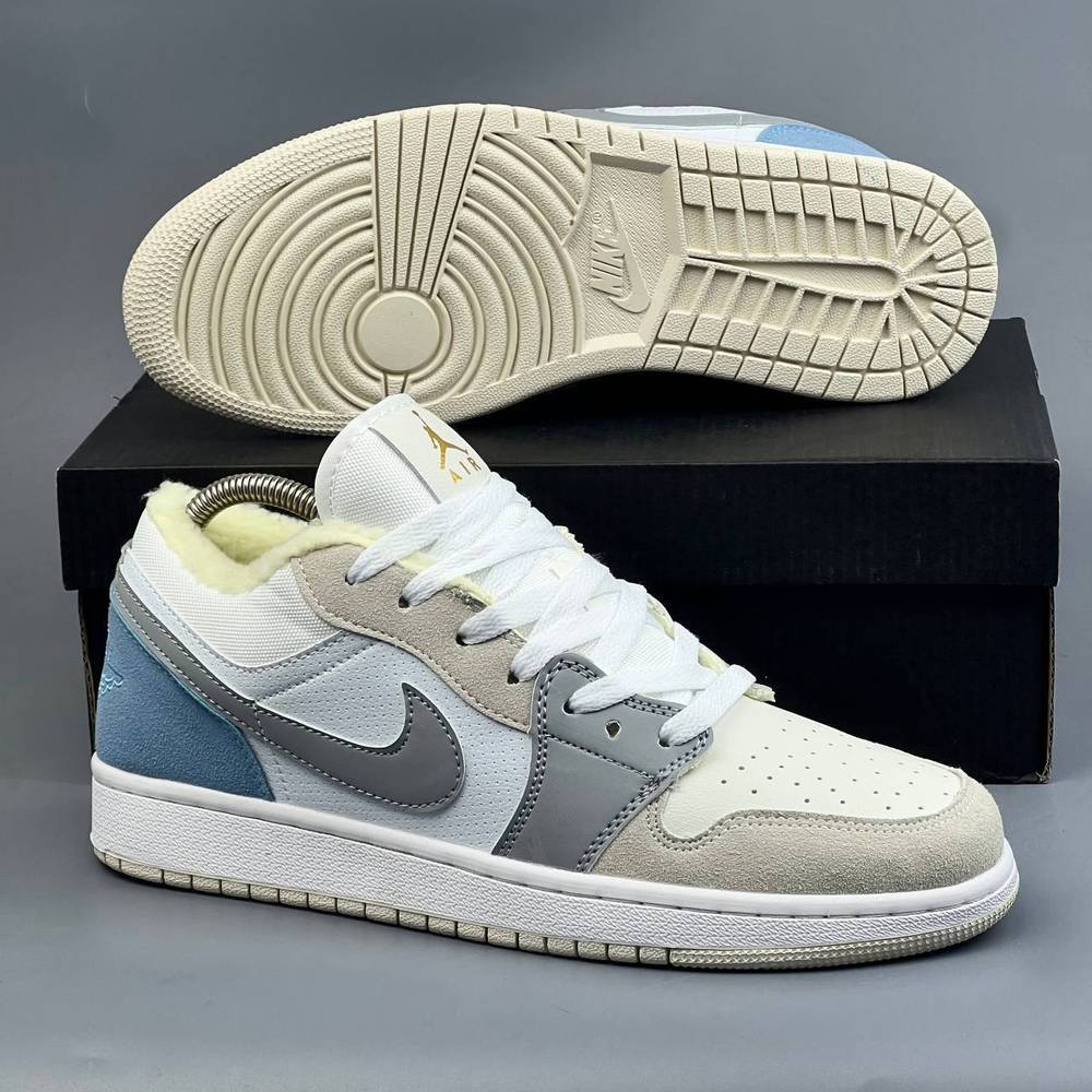 Кроссовки Nike Jordan 1 Aqua на меху #395 (бел.)