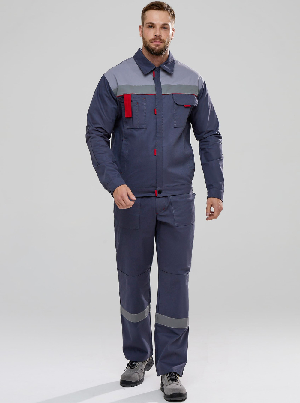 Костюм Флофт-1 СОП У. (тк.Саржа,250) брюки, т.серый/св.серый