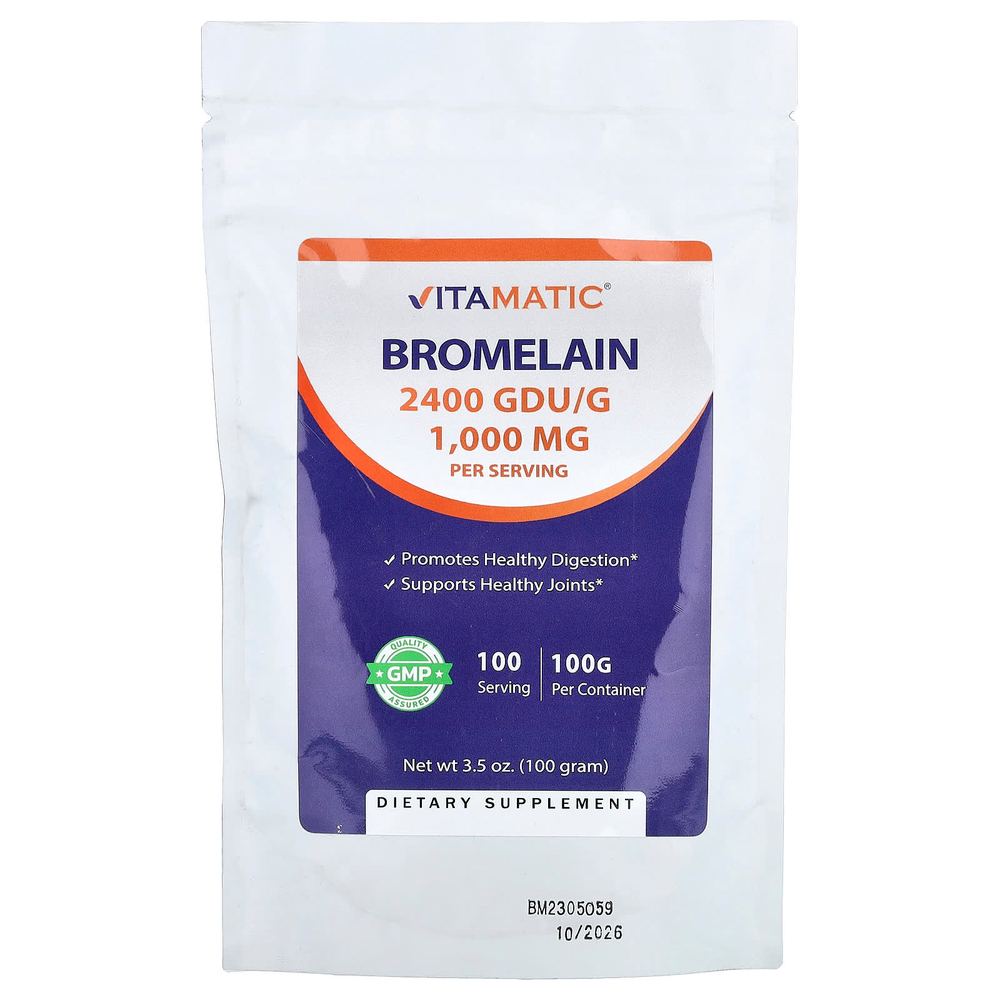 Vitamatic, бромелаин, 100 г (3,5 унции)