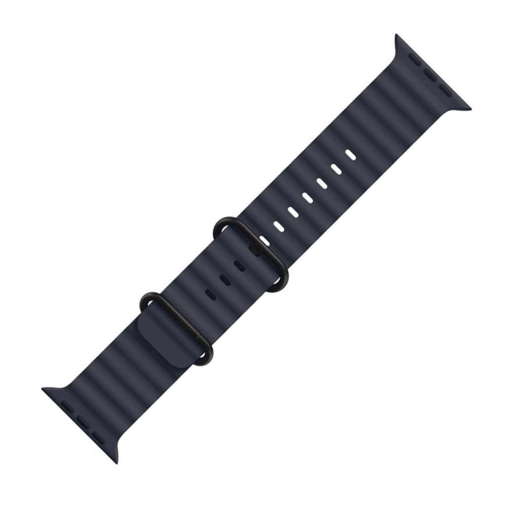 Ремешок Apple Ocean Band, тёмно-синий с чёрной пряжкой, для Apple Watch 44, 45, 46 мм и Ultra 2–3 (дизайн 2024) Ремешок «Океан» из фторэластомера с застёжкой из титана