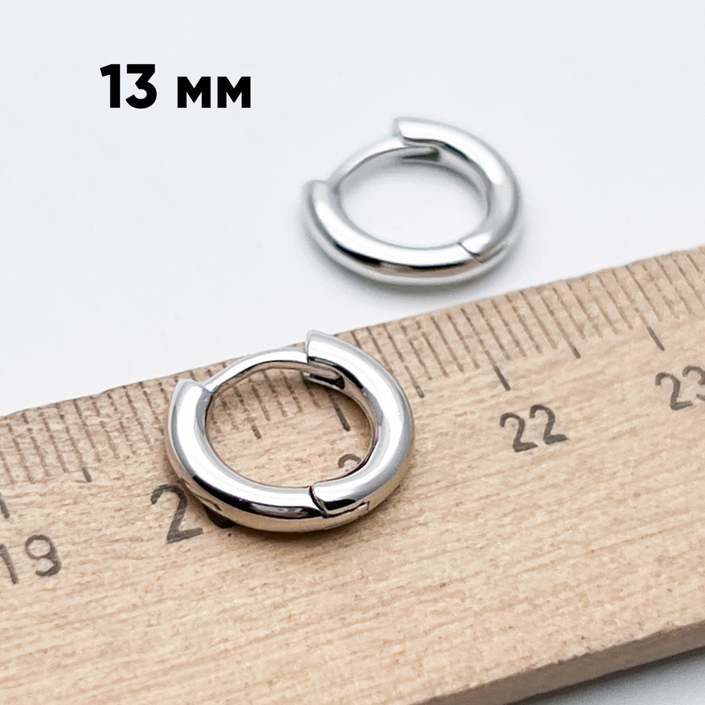 Ювелирные швензы Конго с родиевым покрытием, размер 13 мм, цена за пару