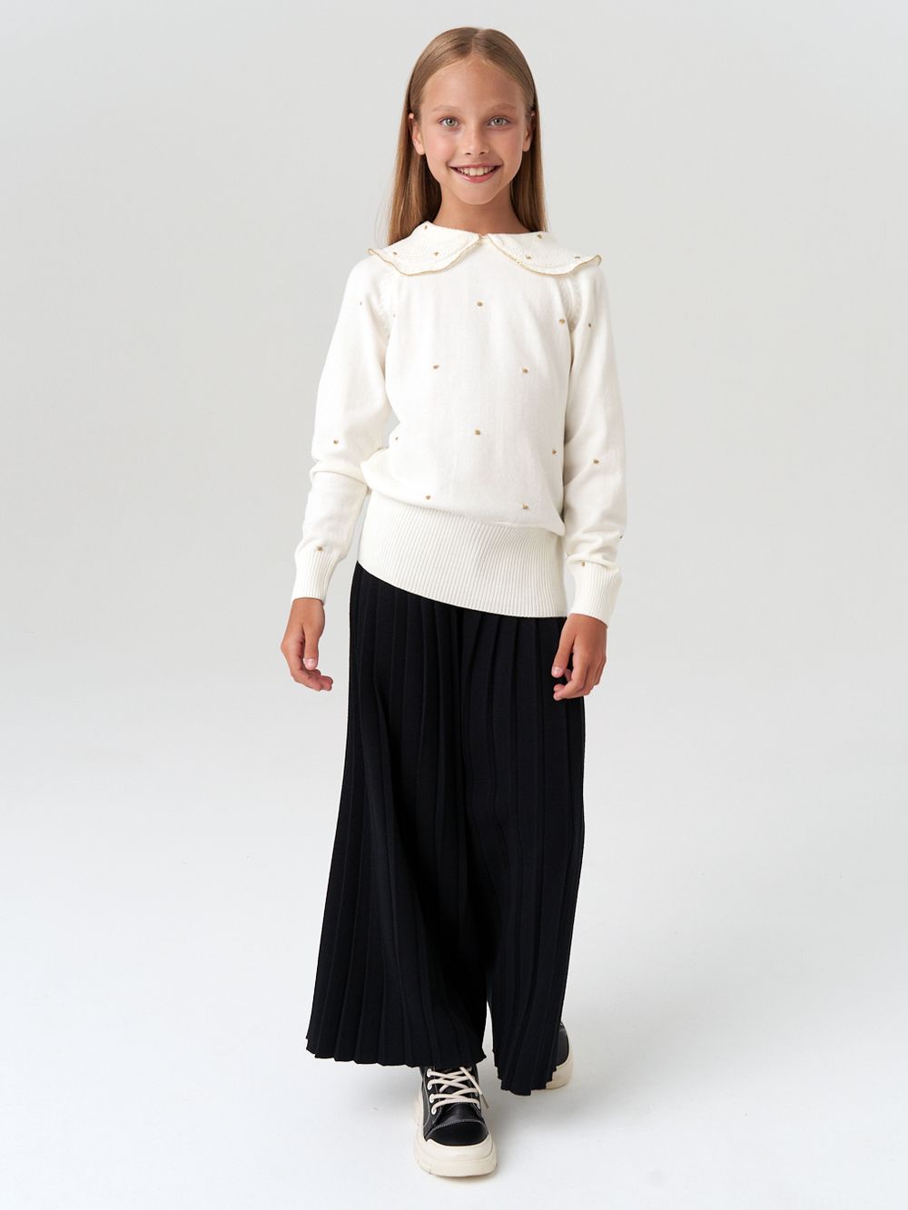 Джемпер для девочки с длинным рукавом AT977-1 молочный