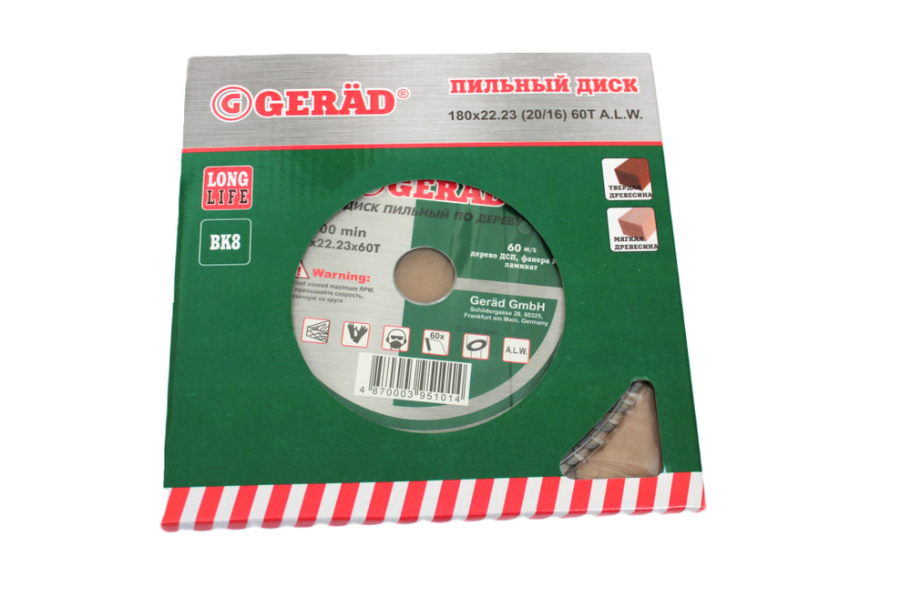 Диск пильный по дереву GERÄD 180-22,23 (20/16) T60 PM1000008