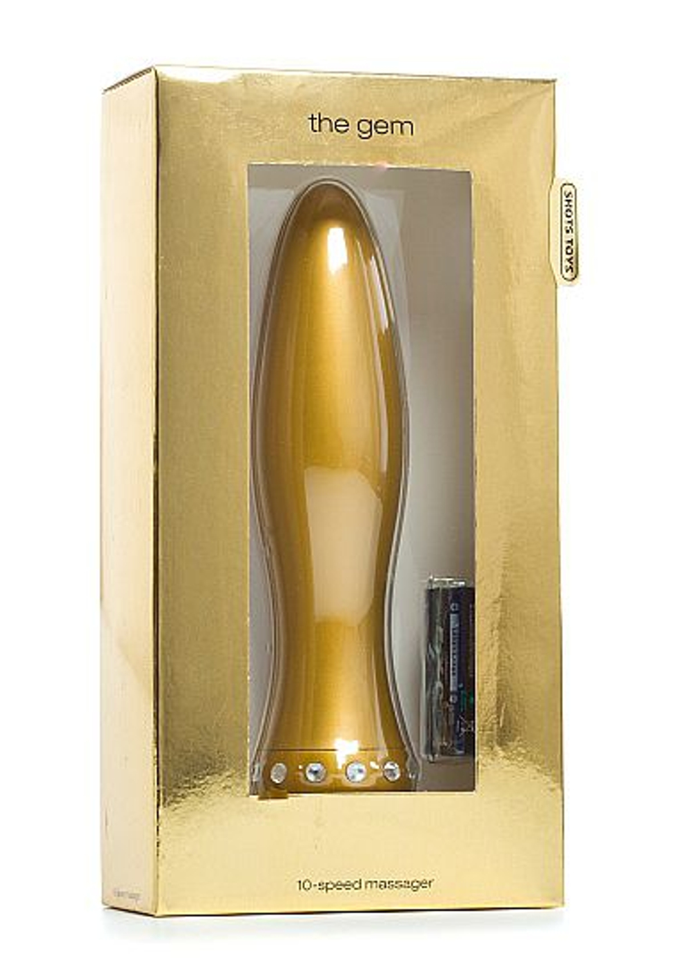 Вибратор-торпеда с кристалликами The Gem Gold - 16,6 см. (Цвет: золото)