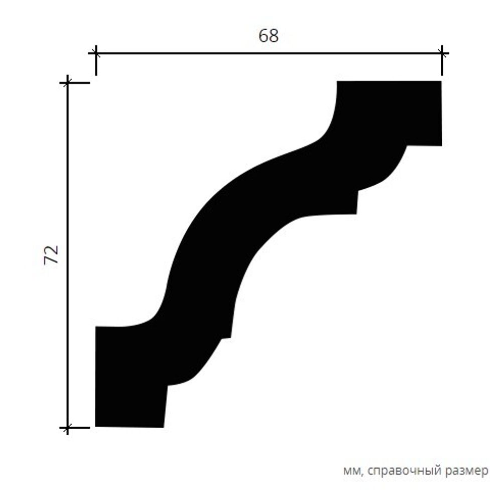 Карниз пенополиуретан, 2000x68x72 мм