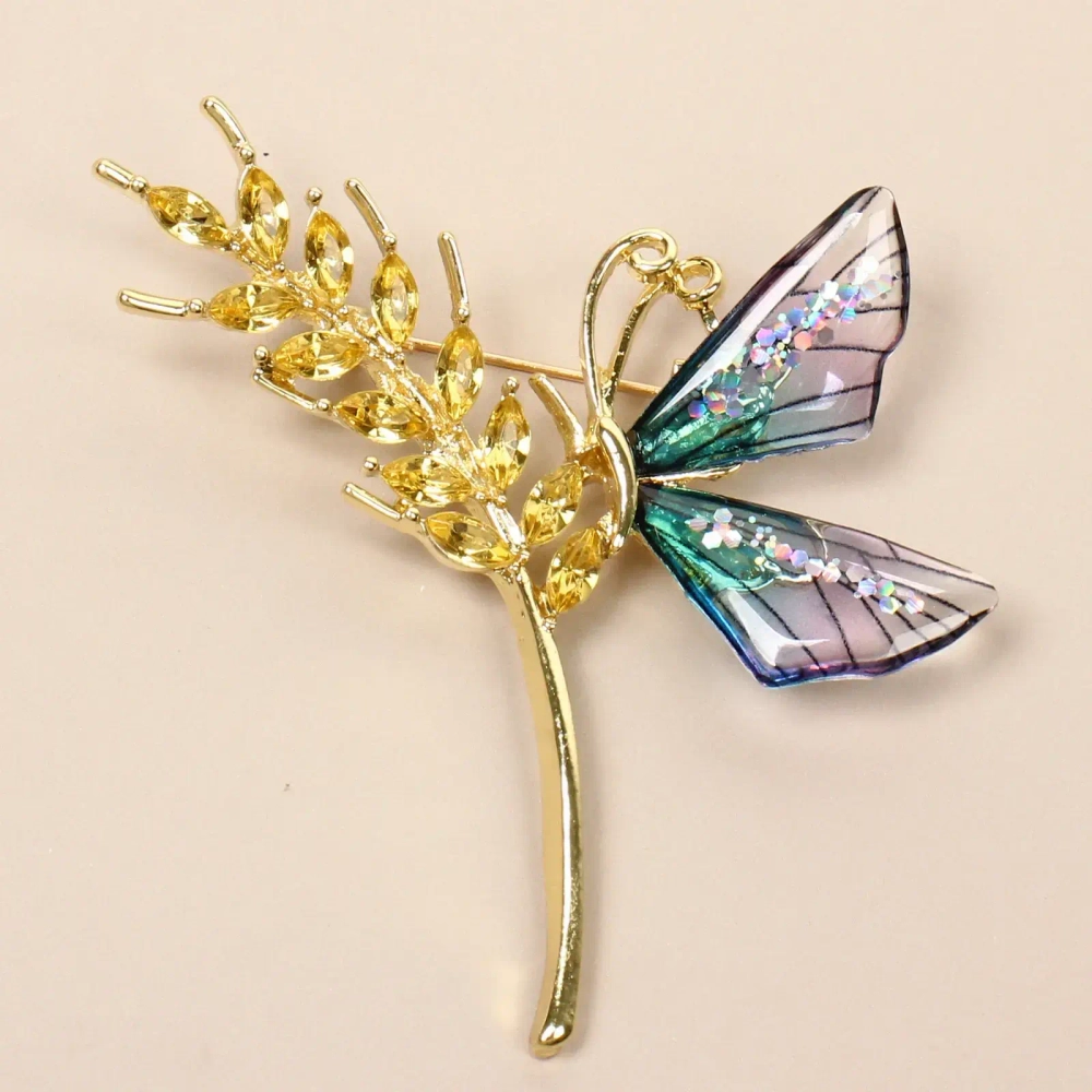 Брошь «KLEVER KS», Бабочка на колоске, цвет как на фото, 5.5*5.7см (символ Возрождения)