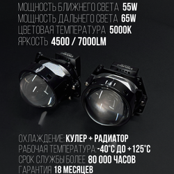 Би Лед линзы автомобильные в фары Светодиодные Statlight Junior A2 Bi LED линзы 3.0 дюйма, комплект 2 шт.