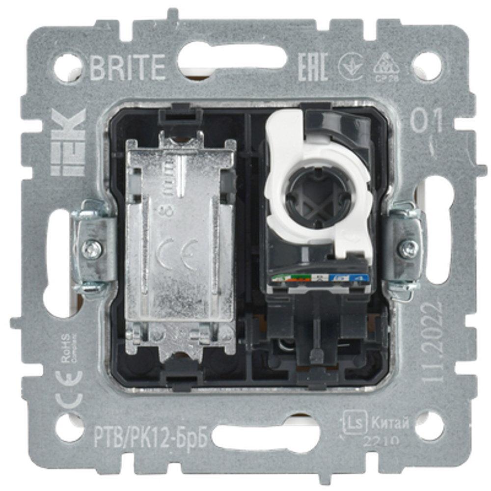 BRITE Розетка двойная TV+RJ45 кат.5E РТВ/РК12-БрБ белый IEK