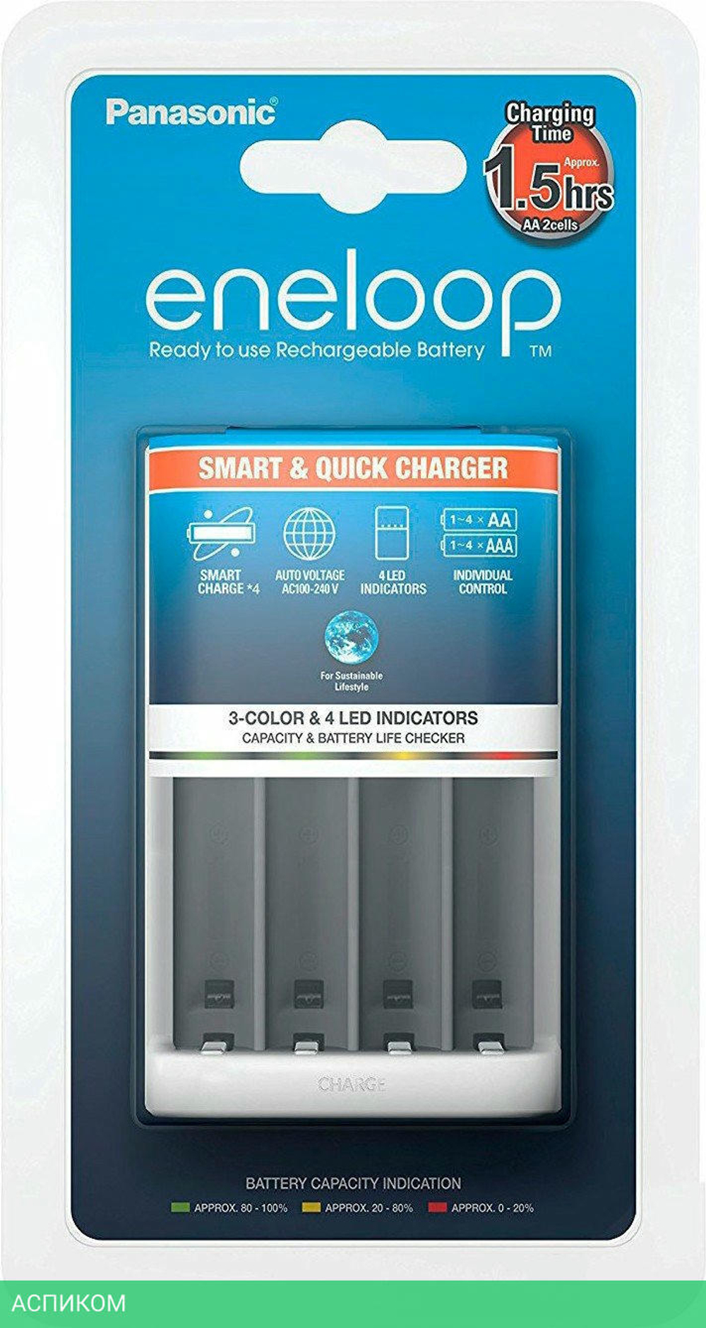 Зарядное устройство для аккумуляторов Panasonic Eneloop BQ-CC55 Smart&Quick (BQ-CC55E)