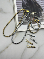 Колье "Грани" гематит серебро