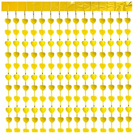 Занавес фольгированный золотой Сердца 1х2м