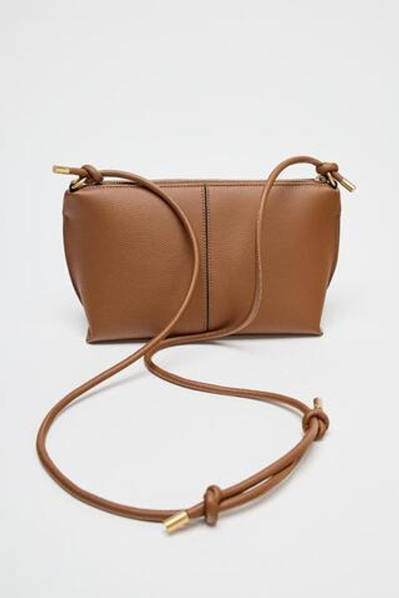 ZARA СУМКА С УЗЛАМИ, ТЕМНЫЙ РЫЖЕВАТО-КОРИЧНЕВЫЙ