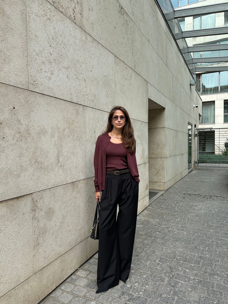 Кардиган из вискозы с шерстью бордовый