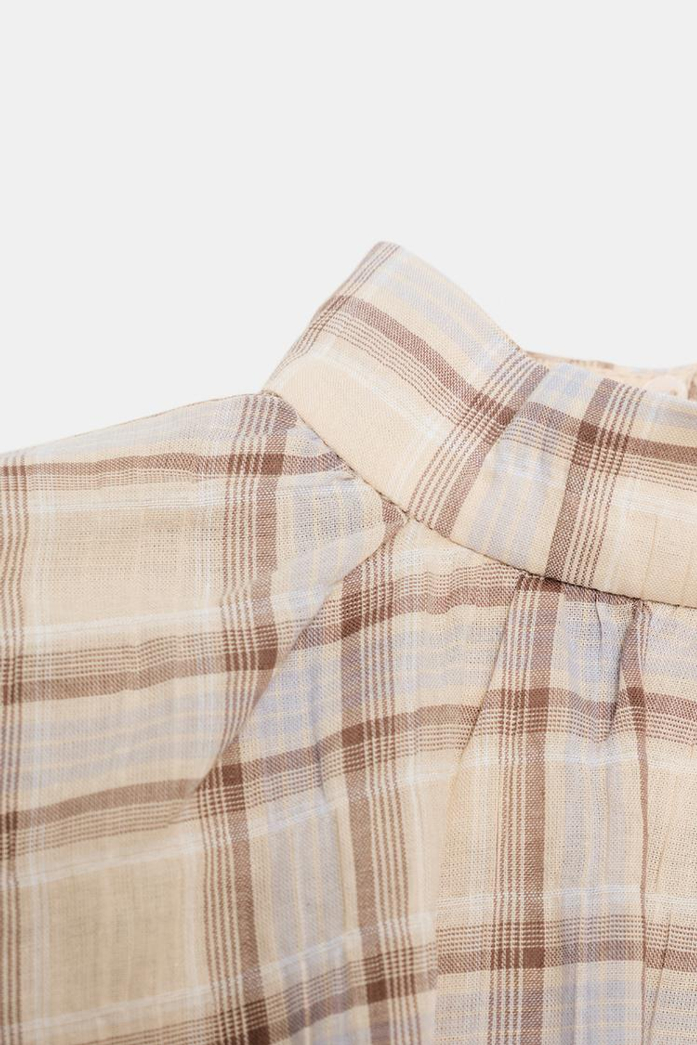 ZARA ТОП-НАКИДКА В КЛЕТКУ, ПЕСОЧНЫЙ/СИНИЙ