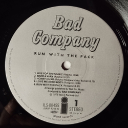 Винтажная виниловая пластинка LP Bad Company Run With The Pack (Japan 1976) (Obi) Love Me Somebody