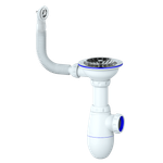 Сифон UNICORN для мойки, с выпуском 1 1/2 (Ø40),круглый перелив, Ø115,ручка-пластик,без отвода B411P