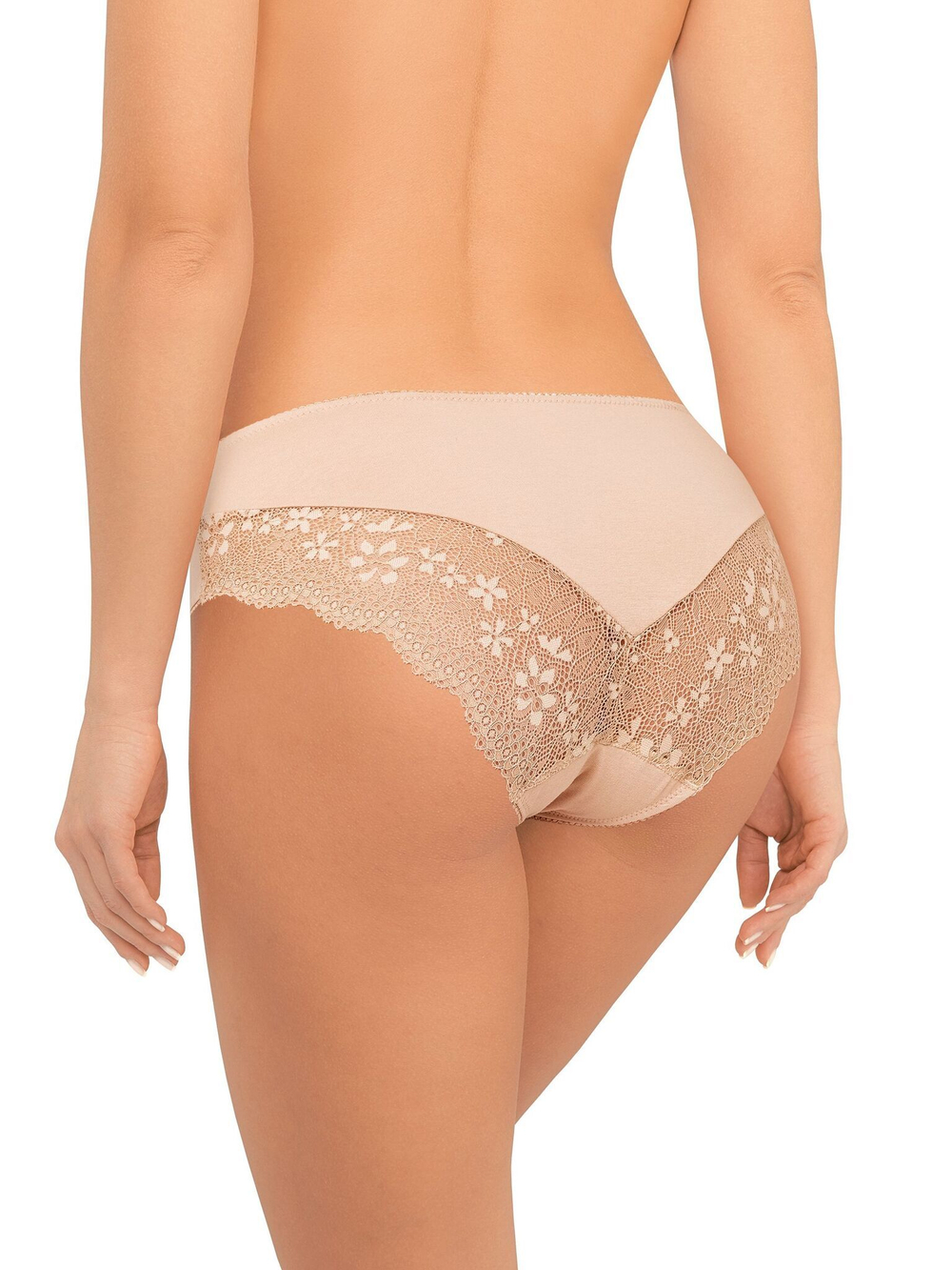 Хлопковые трусики-слипы с кружевными вставками сзади (Размер: S) (Цвет: черный)